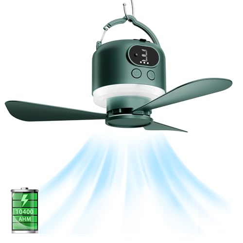 geonfi 11' Wireless Portable Camping Ceiling Fan with Light...
