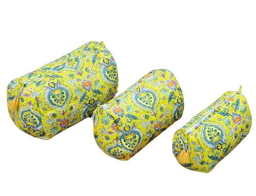 INDACORIFY 100% Cotton Block Print Cosmetic Toiletry Bags Boho Beauty Toiletry Kits Travel Case Pouch for Women's Printed Cotton Tote Bag (Pattern- 25)