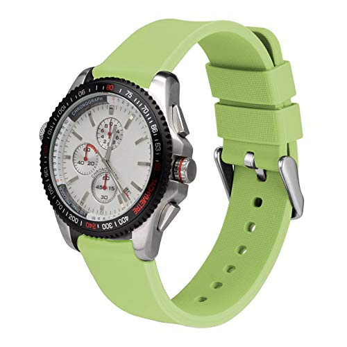 Wocci 18Mm Silicone Watch Band, Quick Release Rubber Replacement Strap With Silver Stainless Steel Buckle (Matcha Green) #TOP7
