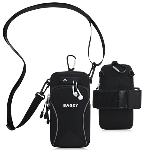 BAGZY Pochette Telephone Portable 7,0 Pouces avec Bandoulière, Brassard Telephone Sport Applicable à Course à Pied, Yoga, Jogging Accessoires pour iPhone 15...