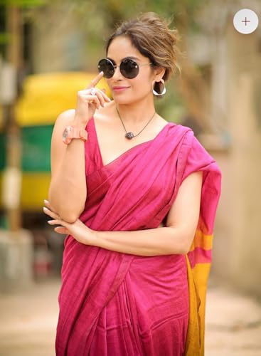 Image of Designer Cotton Saree with Floral Print Blouse, Maroon and Mint Green, Tasseled