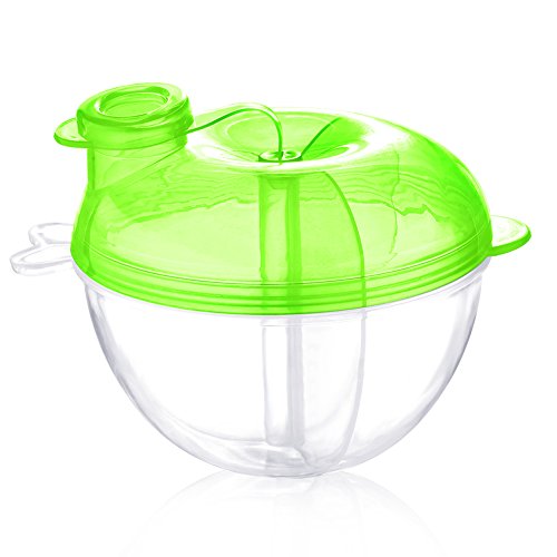 Image of Accmor Baby Formula Dispenser for On-the-Go Feedings, Three-Compartment Non-Spill Formula Container to Go, Snack Milk Powder Dispenser for Traveling with Infant Toddler, Green