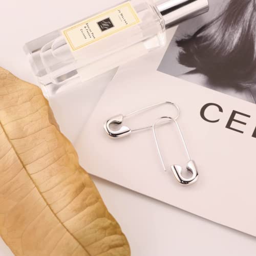 Safety Pin Earrings For Women - Ldurian Silver Plated Hoop Earrings - Minimalist Paper Clip Earring - Drop Dangle Paperclip Earrings For Teen Girls #TOP5