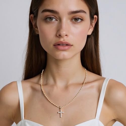 OOTDAY Cross Necklace for Women, 14K Gold Cross Necklace, Gold Cross Necklaces Non-Tarnish, Dainty Cross Necklaces Simple Cute Trendy Gold Faith Cross Jewelry Gifts for Women Men by OOTDAY - Image 6