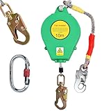 VFDZ Höhensicherungsgerät 10m, Absturzsicherung Einziehbar Dachdecker, 150kg Fallschutz Auffanggurt Absturzsicherung mit CE-Zertifizierung, Verbesserter Drehhaken - Karabiner(Grün,10m)
