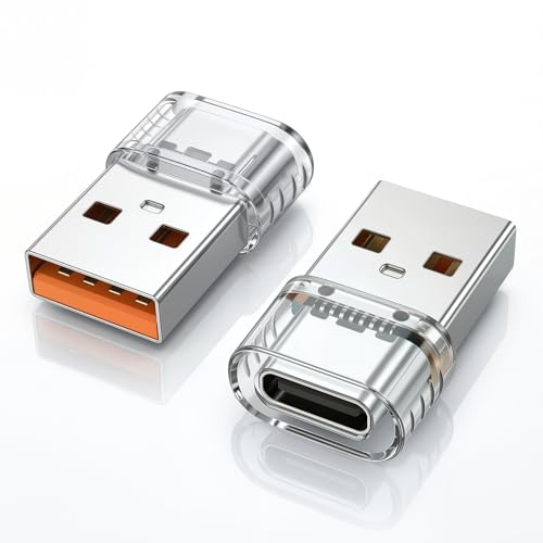 HAUXGOGO Adaptador USB 2.0 a USB-C (2 unidades), compatible con transferencia de datos y función de carga, para smartphone, tableta, PC y más [No admite OTG]