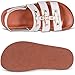 Women's Fashion Sandals - Comfortable Flat Summer Sandal Shoes with Cushioned Footbed, Adjustable Straps, Non-Slip Sole, Elegant Buckle Design, Perfect for Casual, Travel, and Beachwear Buckle Size 6 - White