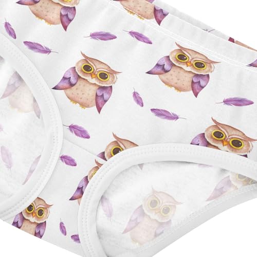 Joisal Cotton Toddlers Underwear Floral Cute Owls White Cartoon Purple Panties for Girl Cartoon Undies Kids Briefs 2t4
