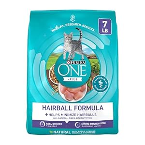 Purina ONE Natural Cat Food for Hairball Control, +PLUS Hairball Formula – 7 lb. Bag