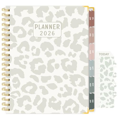 2026 Planner, Large Weekly & Monthly Appointment Book from Jan. 2026 - Dec. 2026, Work Life Daily Hourly Planner with Time Slots, A4 Agenda Organizer for Home School Office, Leopard Print, 8.5" x 11"