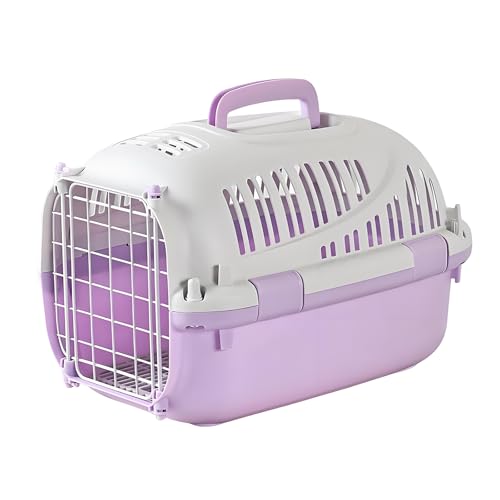Pantress 【超軽量1.15kg・大開口設計】 ペットキャリー 小型犬 猫用 航空機対応 【頑丈金属ドア＋二重ロックで脱走防止】 ペットキャリーケース おしゃれ 女性でも片手で楽々 耐久性 車旅行 防災リュック 日常使い 通院/帰省/ハイキング/キャンプ 耐荷重8kgまで (パープル)