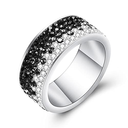 VQYSKO Cubic Zirconia Cz Eternity Engagement Wedding Band Ring, 18k Gold Plated Stackable Ladies Band Ring，3/4/5/8/12mm