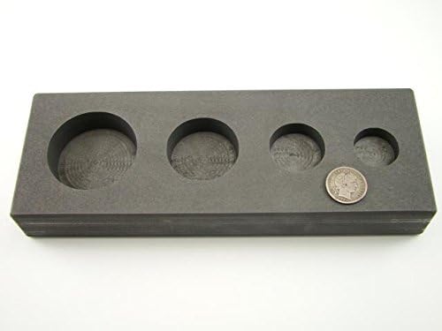 Miniatura 4 de Molde redondo de grafito de alta densidad con barra de oro de 1-2-5-10 onzas, 4 cavidades, cobre plateado, fabricado en los Estados Unidos