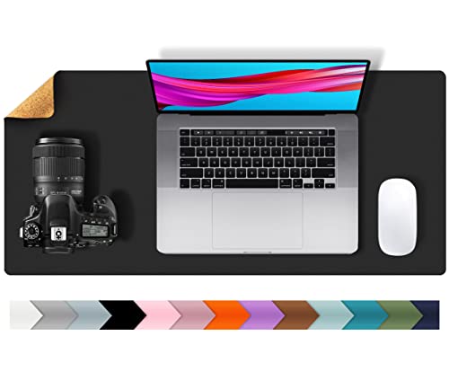 Alfombrilla de escritorio ecológica de doble cara de corcho y piel...