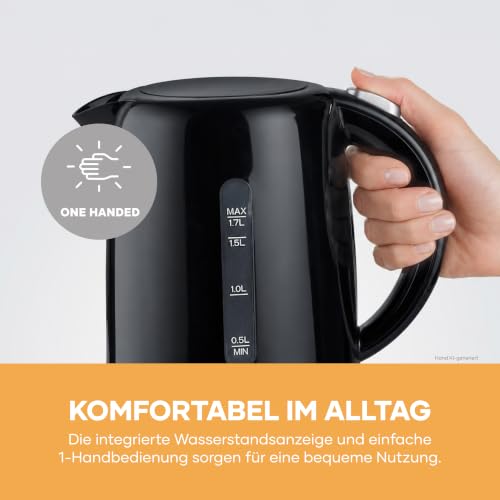 SEVERIN Wasserkocher, 1,7 L, kompakt, schwarz und leistungsstark, Kalkfilter, Kunststoff, 2.200 W, WK 4322 – Ansicht 6