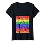 Damen Alle Geschlechtsvielfalt sind willkommen T-Shirt mit V-Ausschnitt