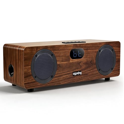 ottosing 2.1 Channel Bluetooth 5.0 Speaker, Dual 15W Powerful Sound + 30W Subwoofer, Optical/Coaxial/HDMI ARC/AUX/USB, DSP Tuning Wooden Audio System for TV/Party/Karaoke