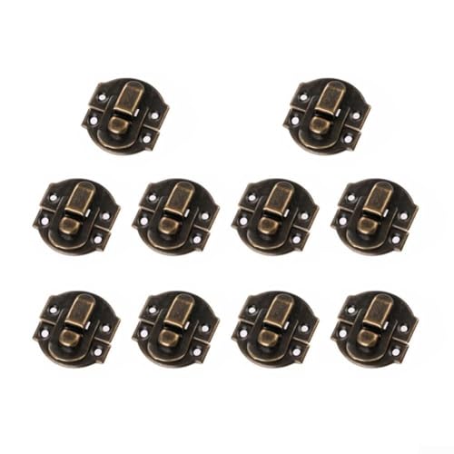 10 mini cierres de cierre de palanca para maleta, buzón, baúl, caja de correo, accesorios de fijación (bronce antiguo)