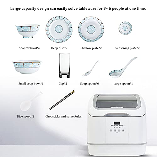 Draagbare Mini Vaatwasser, Compact Afwasmachine, 7 Programma's Mini Servies, Droge functie en licht voor appartementen… - Image 8