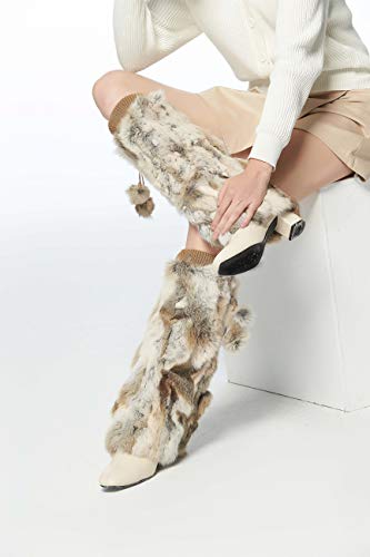 Image of Fur Story Fur Leg Warmers Real Fur Rabbit Winter Leggings Boot Toppers for Women