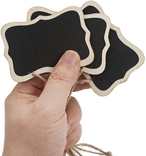 Image of CVANU 15 Pcs Mini Chalkboards Signs Hanging Rectangle Chalkboards Double Sided Blackboard Message Board Hanging Signs for Weddings, Kids Crafts C-1