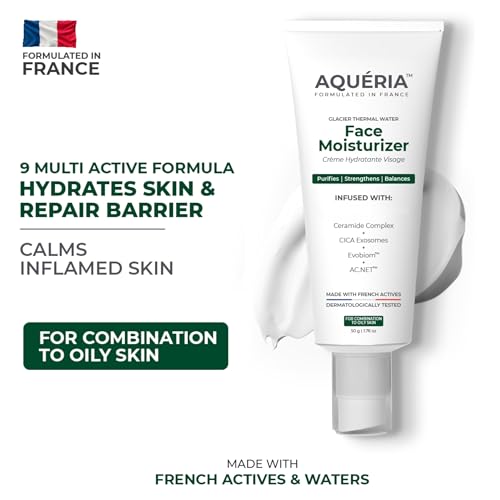 Image of Aqueria Oil Control Gel Based Daily French Moisturizer | 2% BHA, 3% Niacinamide with Ceramides, Cica & Multi Actives | Controls Oil, Repairs Skin Barrier & Clears Pores | Lightweight, Fast Absorbing, Non-Greasy, Non-sticky Hydration | Mattifying, Fragrance-Free Cream for Oily, Combination & Acne Prone Skin | 100g