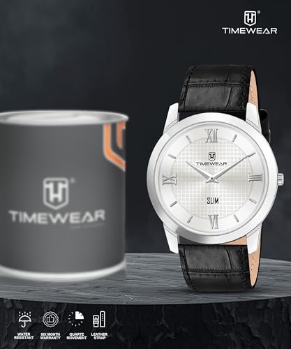 Image of TIMEWEAR Analog Slim Two Hands Leather Strap Watch for Men