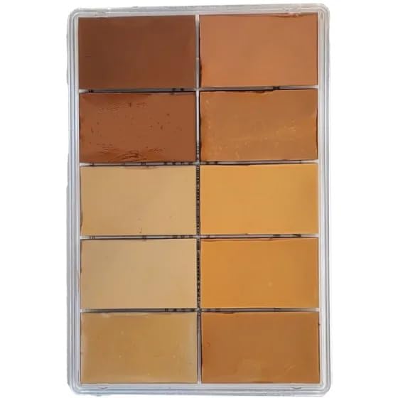 Manhattan Wardrobe Supply MAQPRO 10 Color Cream Makeup Palette | Foundation (MEDIUM), Professional Foundation Palette, Blendable Cream Formula, 10 Pan