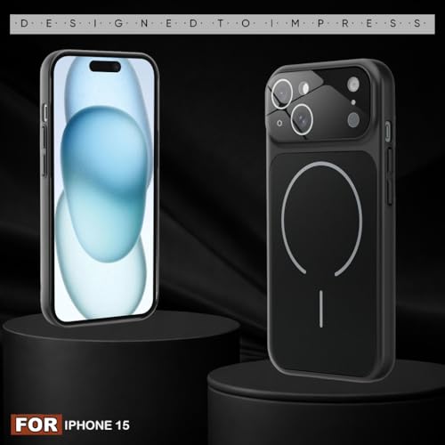 Image of SHINESTAR iPhone 15 Case - Premium Shockproof Protective Cover, Wireless Charging Compatible, Slim & Durable Luxury Back Cover with Camera Protection (Black)