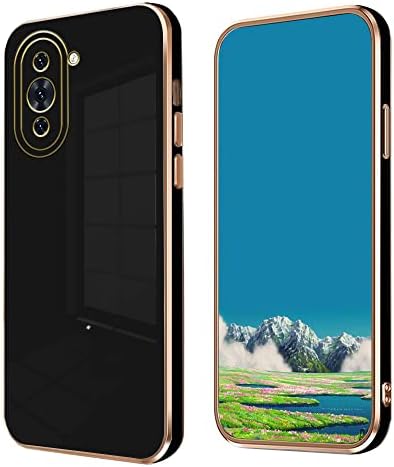 Jancyu Compatible with Huawei Nova 10 Pro Case Silicone,Shockproof Accessories Huawei Nova 10 Pro Phone Case Slim Protective White Cover (Black)