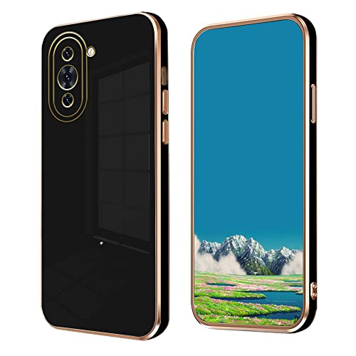 Jancyu Compatible With Huawei Nova 10 Pro Case Silicone,Shockproof Accessories Huawei Nova 10 Pro Phone Case Slim Protective White Cover (Black) #TOP19