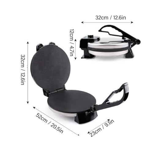 Rushbom 10in Electric Tortilla Maker - Non Stick, Temperature Control, Stainless Steel Cover, 110V US Plug - Thumbnail 3