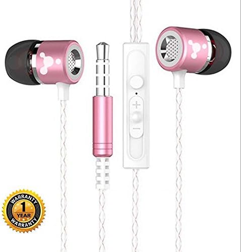 Pink Earbuds with Microphone, in Ear Earphones with Microphone, Phone Headphones, Ear Buds for Samsung, MP3 Headphones Headset, Headphones for Phone 6, in Ear Headphones Rose, Phone Earbuds