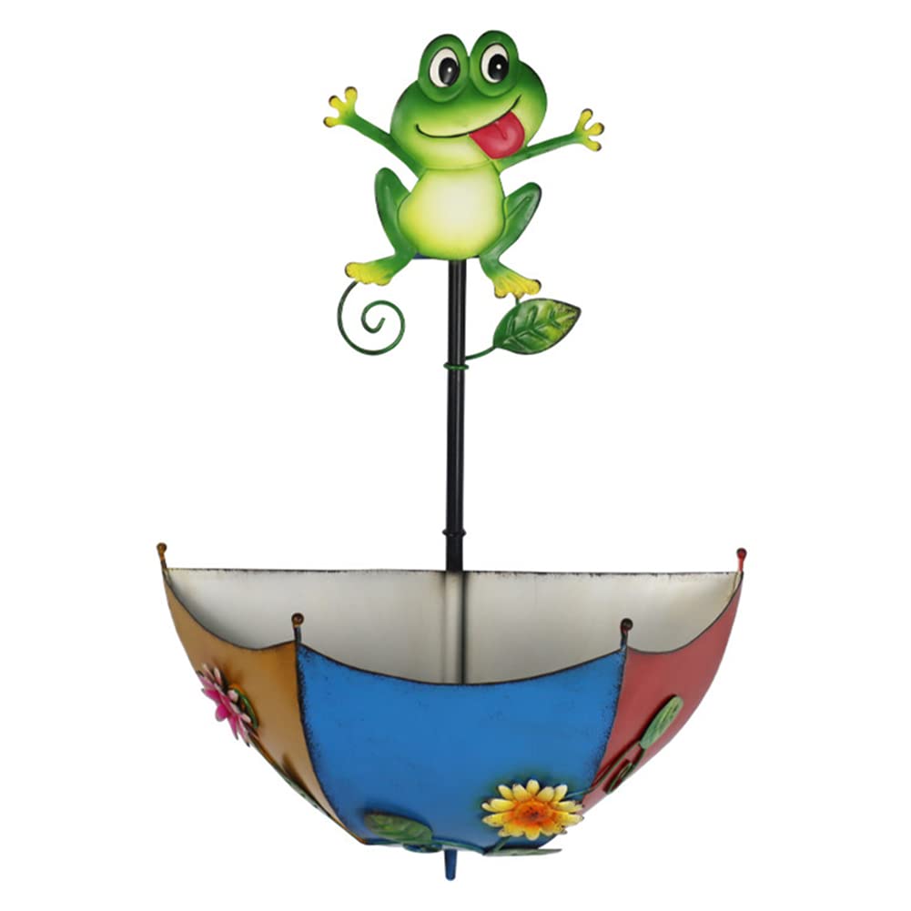 Azazaza Metal Umbrella Hanging Planter, 11.22 * 4.92 Inches Wall-Mounted Wall Art Hanging Fence Planter Basket, Vintage Flower Pot for Garden Bedroom Living Room Office (B)