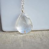  Löwenzahn Samen Wunsch Echte Blumen Glas Wassertropfen 925 Sterling Silber Halsketten mit Anhänger
