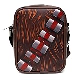 Mochila transversal de couro vegano Star Wars para homens e mulheres com alça ajustável, close-up do personagem Chewbacca, marrom, Marrom, 8.75' x 7.5'