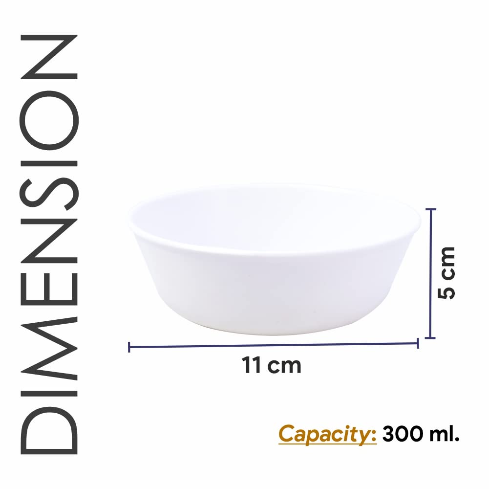 Simply Home Sigma 300 Unbreakable BPA Free Plastic Bowl Set for Cereal, Salad, Rice, Soup, Pasta, Snack Bowl, Microwave Safe, Dishwasher Safe, 6 Pcs, 300 ml, White Color 2