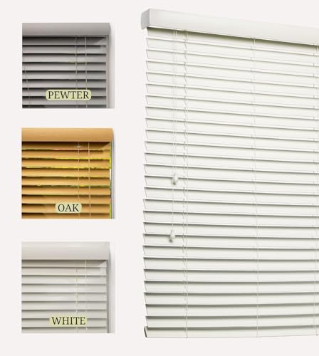 Lister Cartwright Woodgrain Fauxwood Venetian Blinds for Windows 50mm – Trimmable, Easy Fit Curtains, Child Safe – Durable Home & Office Blind(White, 45 W x 160 H cm)
