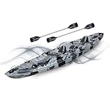 Caiaque Duplo De Pesca Modelo K2 Pró Fibra 2 Lugares + Remos (CAMUFLADO CINZA)
