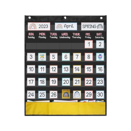 Calendrier mensuel pour la classe et tableau de poche pédagogique mural en tissu