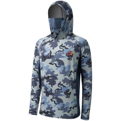 BASSDASH Men's UPF 50+ Camo Long Sleeve Hunting Hooded Shirt with Mask
