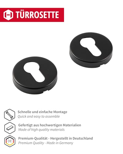 JUVA Cylindre PZ rond en acier inoxydable noir – Modèle H8250 | Pour portes de chambre et portes intérieures | Acier inoxydable massif | Ferrures de construction | 1 paire – vue 2