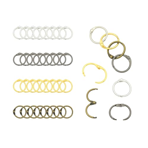 40pcs Loose Leaf Binder Rings Inner Dia: 0.65 inch(16mm) Metal Mix Colors Book Binder Rings Paper Rings Clips Key Rings Index Cards Great for Home School Office