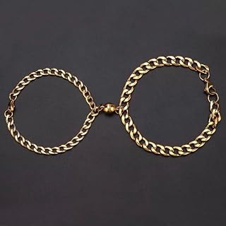 XJruixi 2Pcs Punk Best Friend Bracelets for Women Stainless Steel Bracelet Silver Color Couple Wrist Cuban Chains Schmuck Gift
