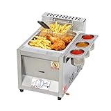 Friggitrice a Gas 8L Acciaio Inossidabile Friggitrice a Gas Professionale Deep Fryer con Coperchio, Cestello Friggere da Banco Patatine Fritte, Ciambelle, Ristoranti, Snack bar, Casa