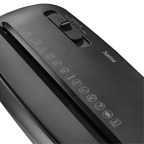 Hama Aktenvernichter P2 T2 E2 (Papierschredder mit Sicherheitsstufe, mit Einzug, auch für Plastikkarten, Streifenschnitt, inkl. 8l Papierkorb mit Sichtfenster) schwarz