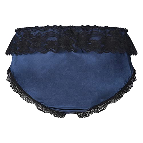 Men's Silky Satin Lace Ruffled Bowknot Panties Knickers Sissy Crossdress Briefs2