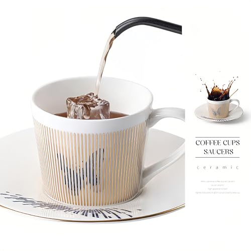 Old Craftsmen's Coffee Cup and Saucer Sets 8.45oz Unique Dynamic Mirage Reflection Tea Cup Luxury Porcelain Mirror Ceramic Mug Gifts for Cappuccino Espresso 250ml Butterfly by Old Craftsmen's - Used condition - Image 3