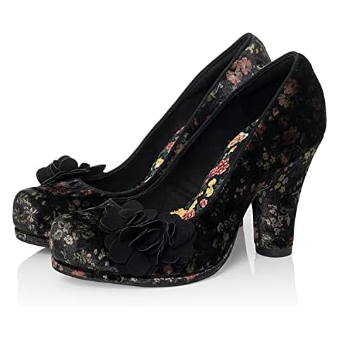 Ruby Shoo Eva Black Floral Court Shoes Cover