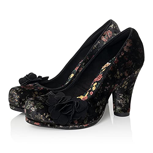 Ruby Shoo Eva Womens Platform Court Shoes in Black Floral (7 UK, numeric_7)